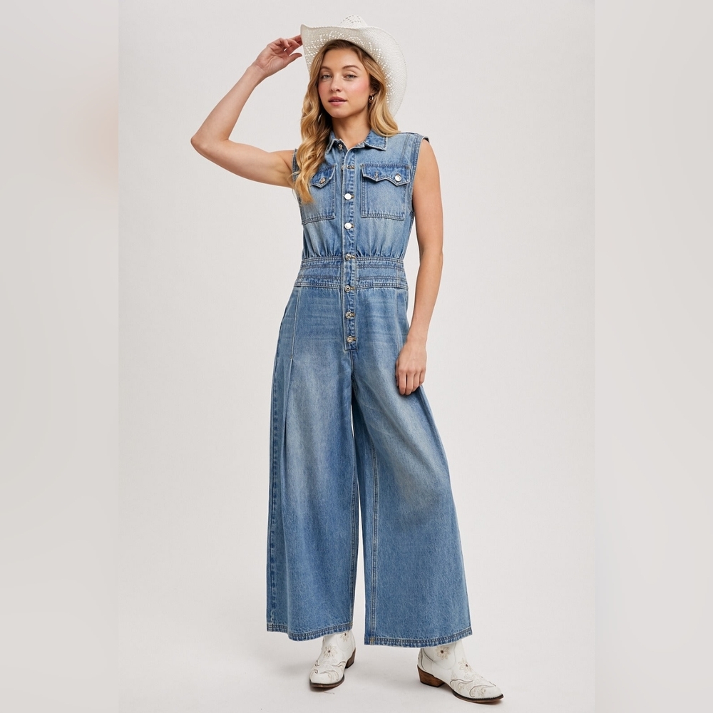 BluIvy Denim Sleeveless Jumpsuit